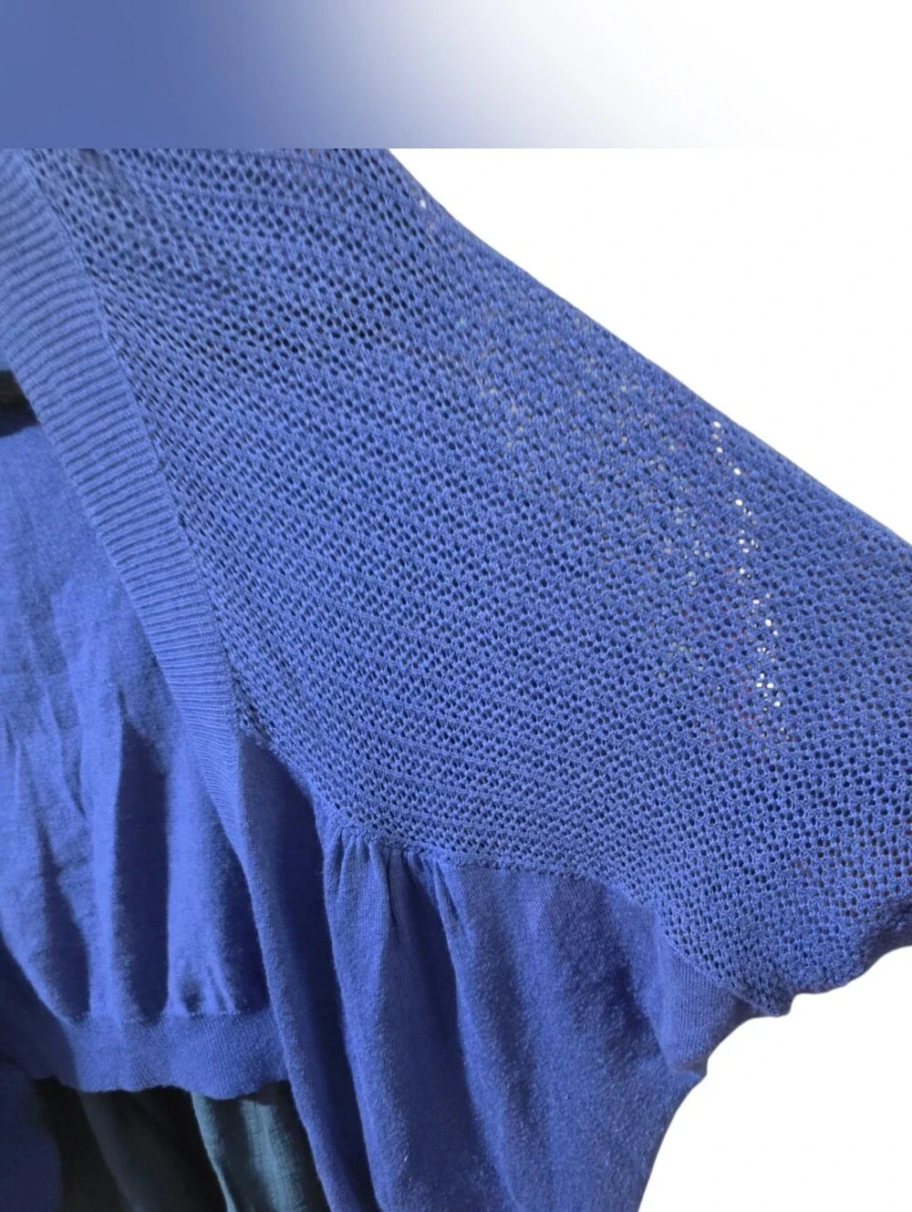AVENUE Blue Open-Front Short Sleeve Cardigan Shrug